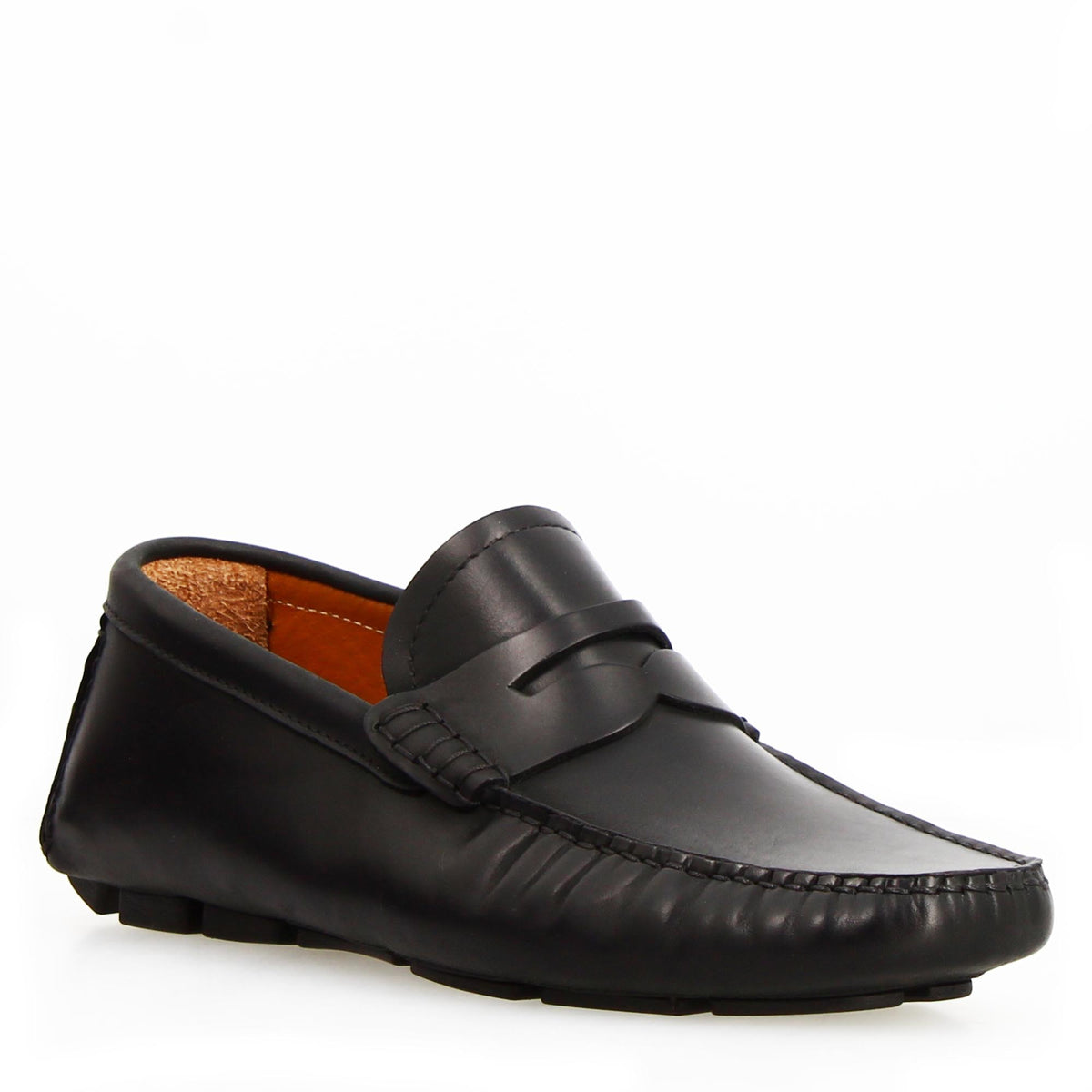 Mocassino Tiberio da uomo in pelle nera - LeonardoShoes