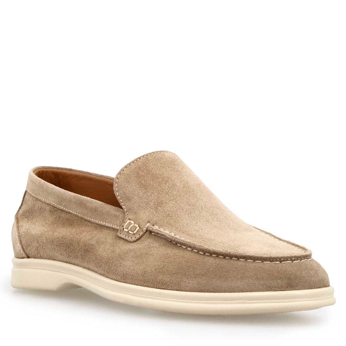 Mocassino Elite da uomo in pelle scamosciata marrone chiaro - LeonardoShoes