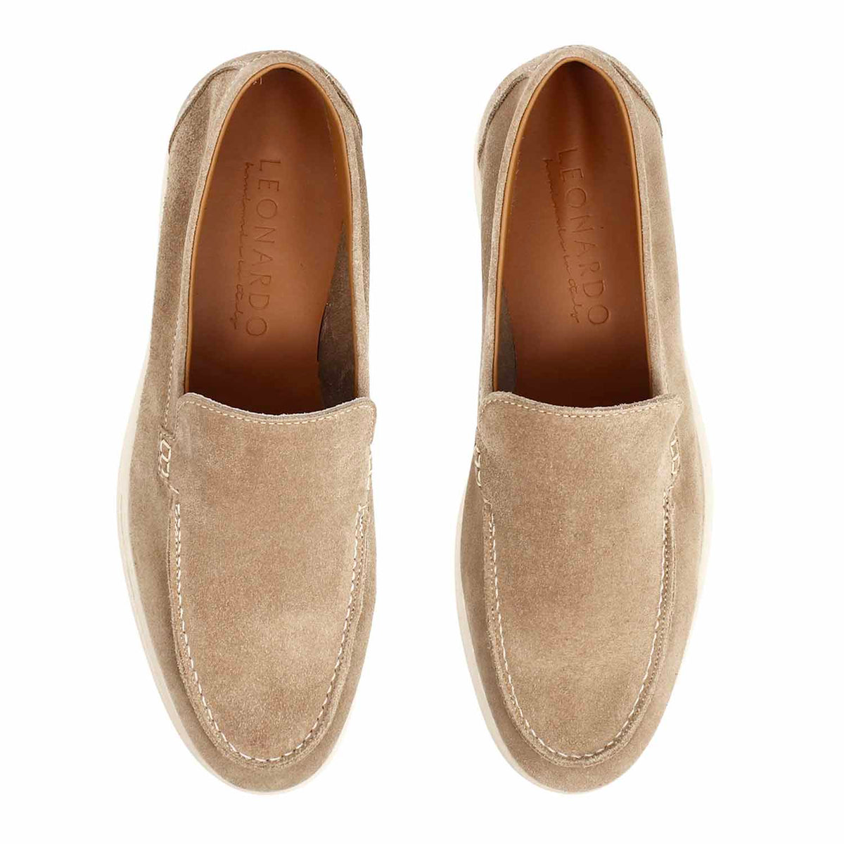 Mocassino Elite da uomo in pelle scamosciata marrone chiaro - LeonardoShoes