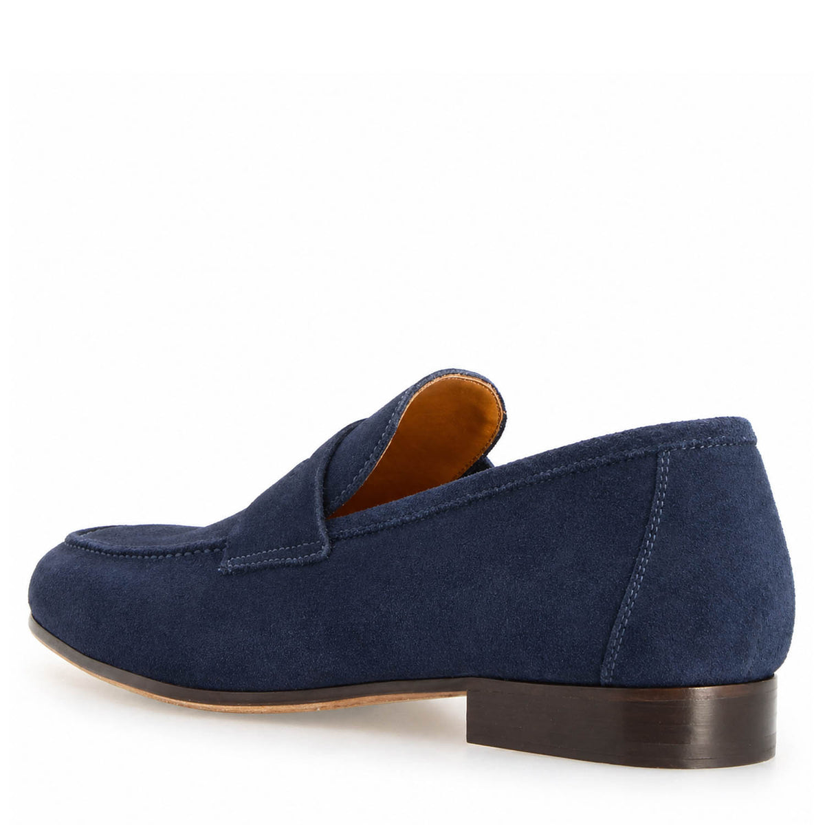 Mocassino artigianale uomo in camoscio blu Manfredo - LeonardoShoes