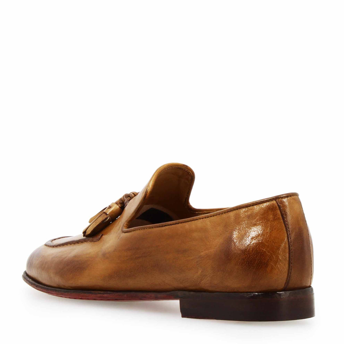 Mocassino marrone da uomo artigianali in pelle con nappine - LeonardoShoes