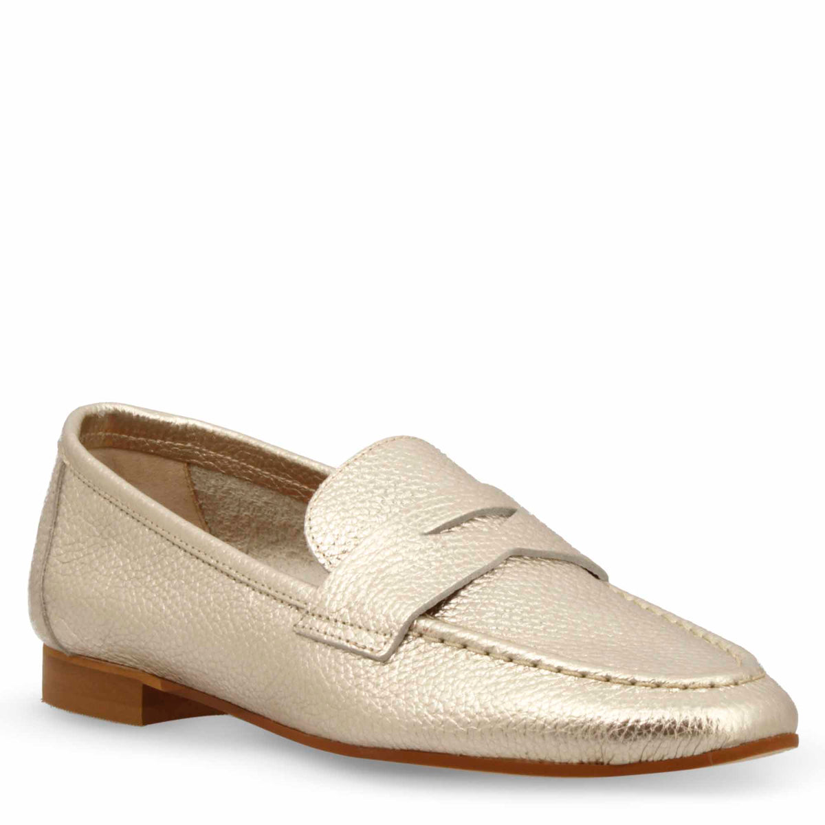 Mocassino morbido artigianale da donna in pelle oro - LeonardoShoes