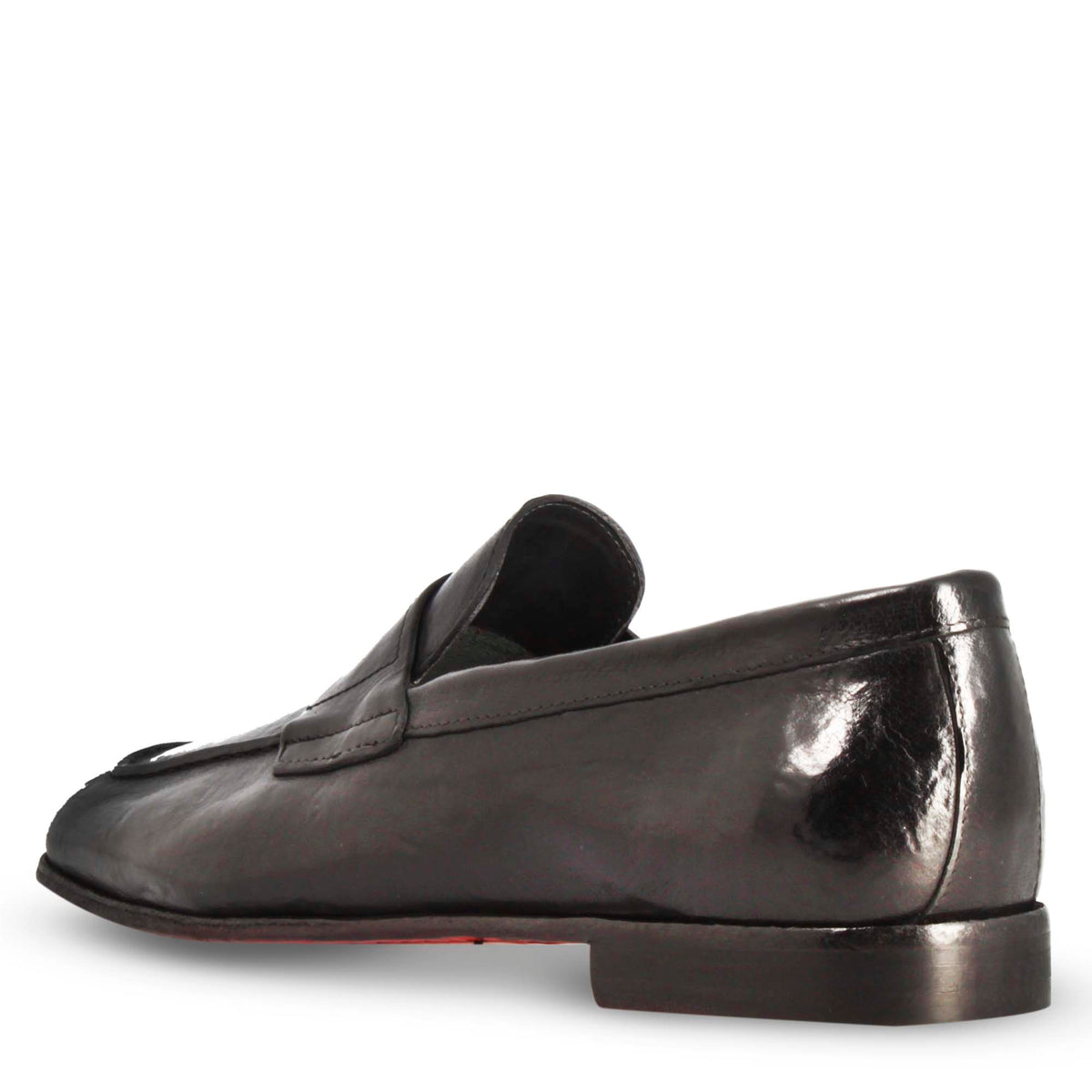 Mocassino artigianale da uomo in pelle pregiata nera - LeonardoShoes