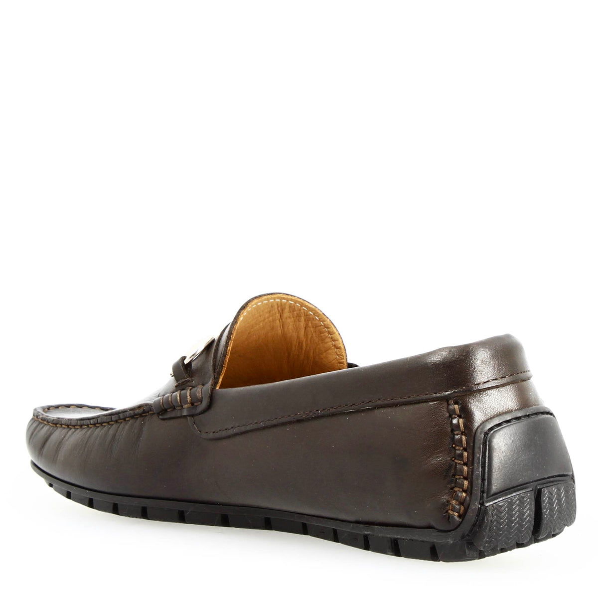 Mocassino Ulisse da uomo in pelle marrone con morsetto - LeonardoShoes