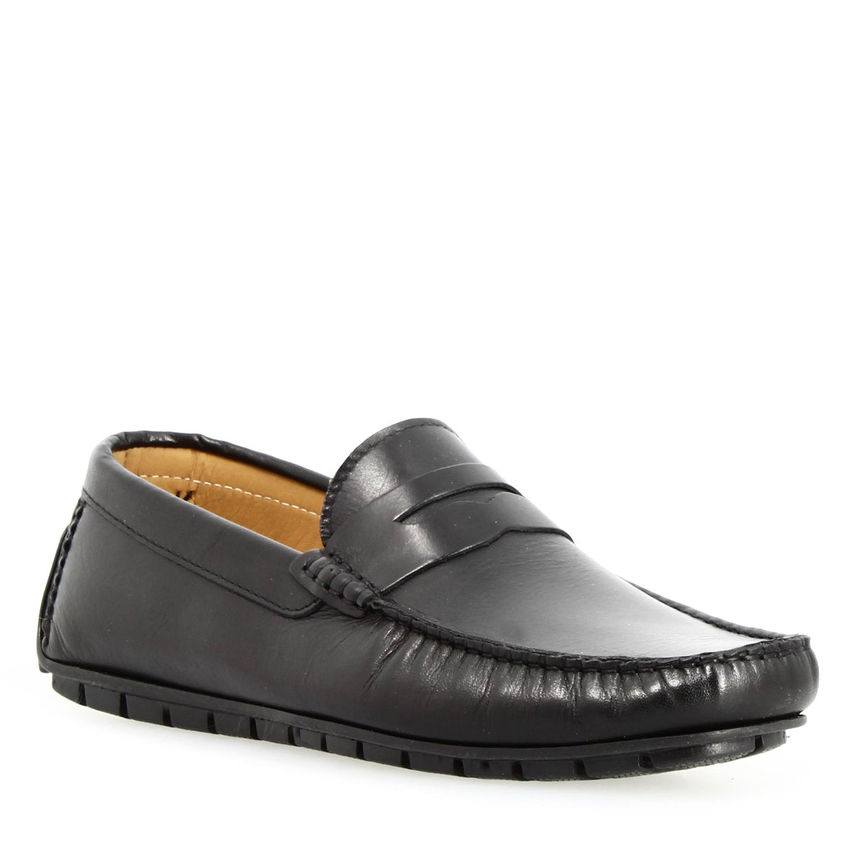 Mocassino Ulisse da uomo in pelle nera - LeonardoShoes
