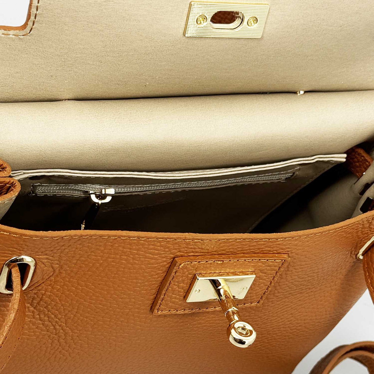 Borsa a mano Ninfea da donna in pelle marrone chiaro - LeonardoShoes