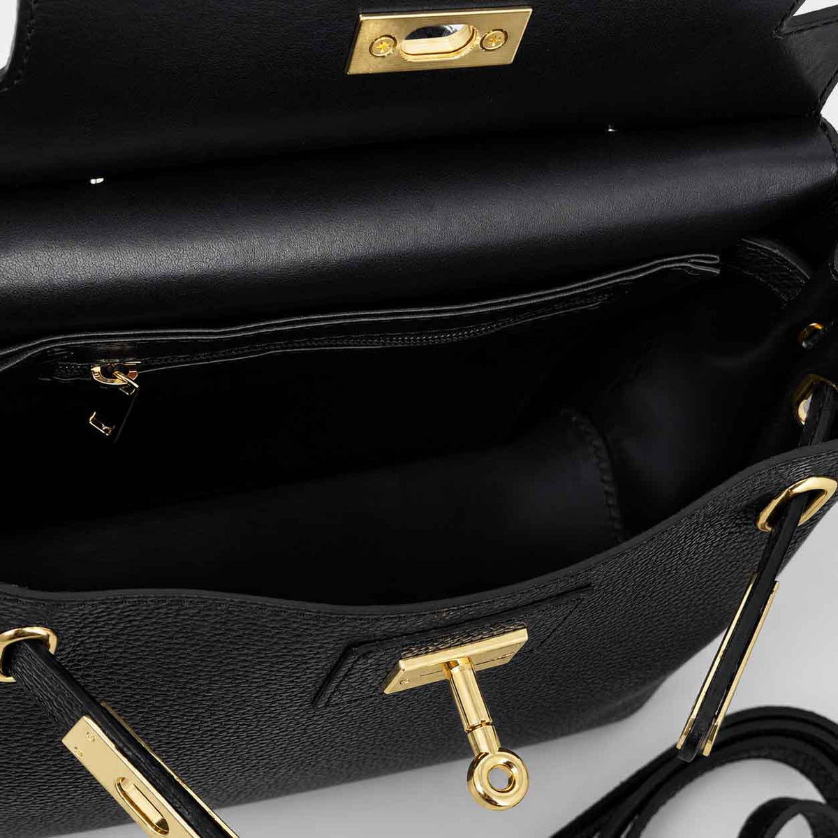Borsa a mano e tracolla Ninfea da donna in pelle nero - LeonardoShoes