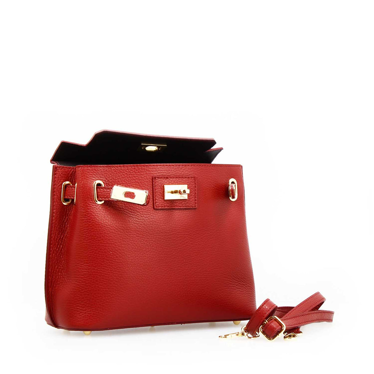 Borsa a mano e tracolla Ninfea da donna in pelle rossa - LeonardoShoes