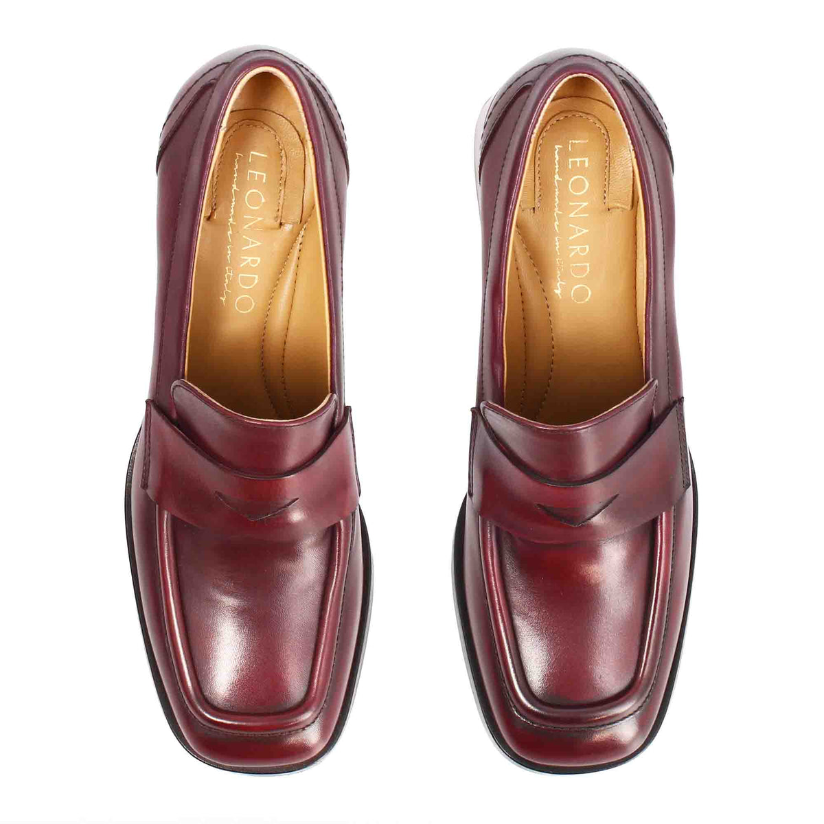 Ottavia - Mocassin femme talon haut en cuir bordeaux