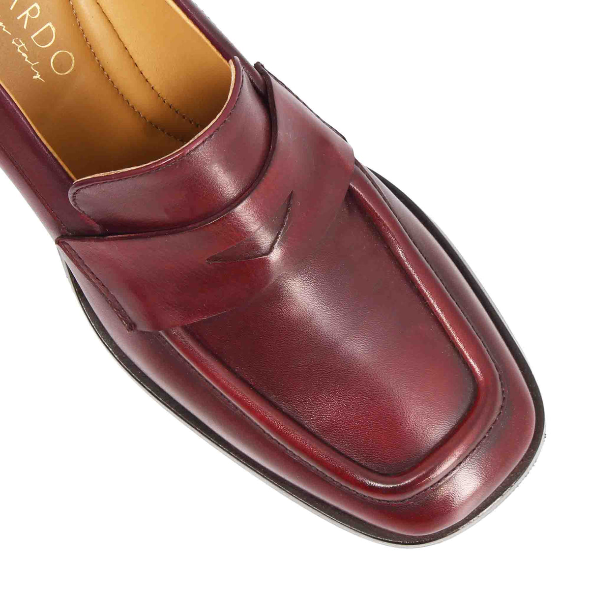 Ottavia - Mocassin femme talon haut en cuir bordeaux