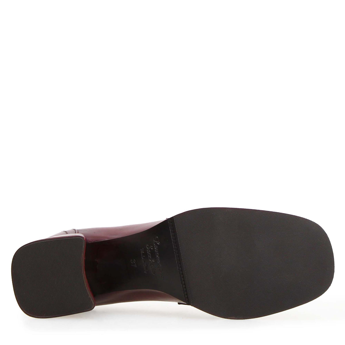 Ottavia - Mocassin femme talon haut en cuir bordeaux