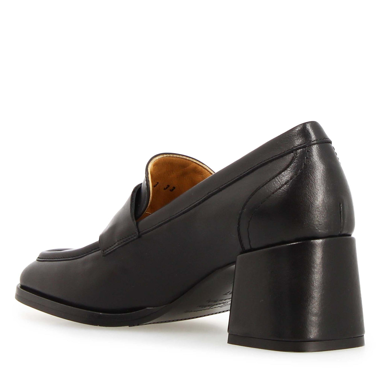 Ottavia - Mocassin femme talon haut en cuir noir