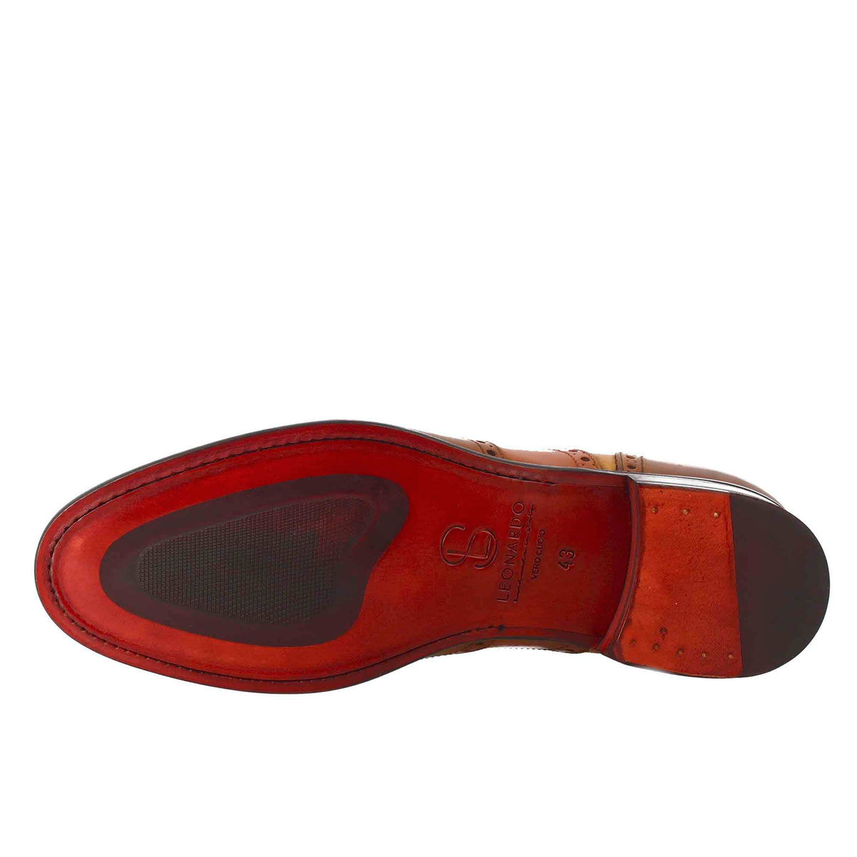 Oxford brogue marrone arancio e giallo elegante da uomo in pelle - LeonardoShoes