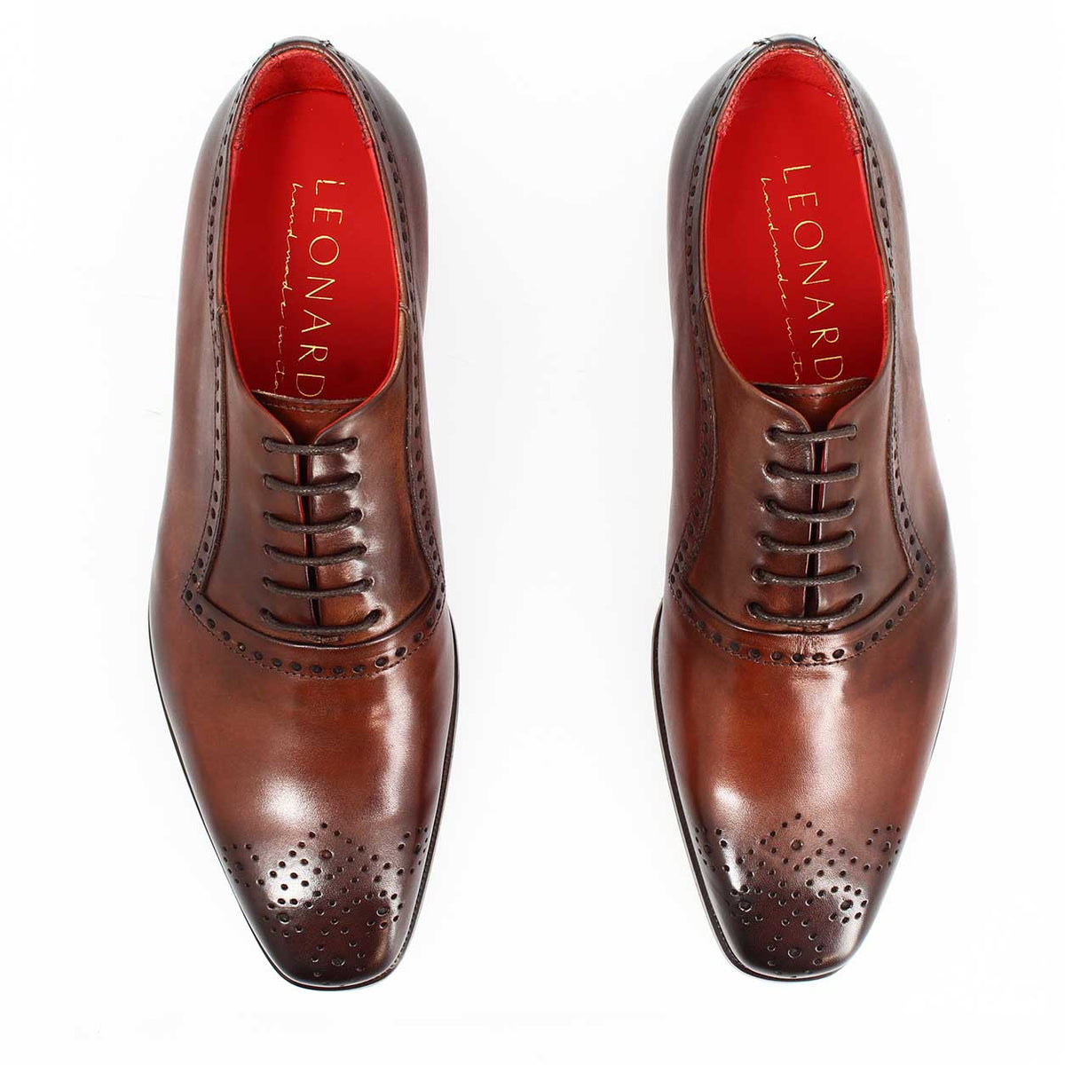 Ettore marrone oxford da uomo semibrogue in pelle - LeonardoShoes