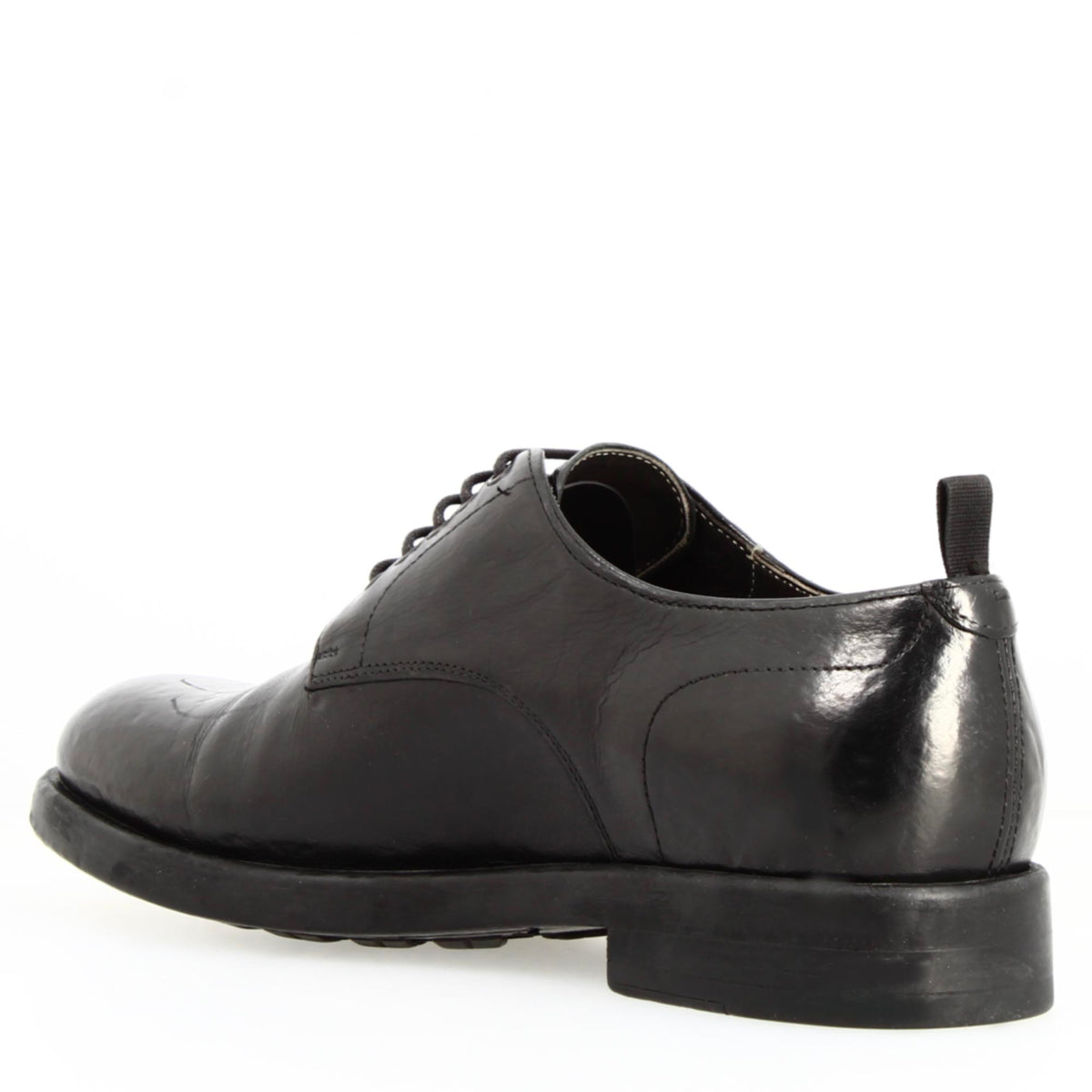 Derby da uomo moderna in pelle pregiata nera - LeonardoShoes