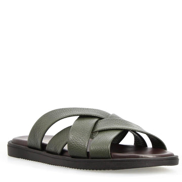 Sandali artigianali Perseo da uomo in pelle verde - LeonardoShoes