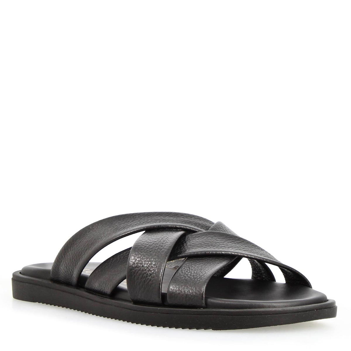 Sandali artigianali Perseo da uomo in pelle nera - LeonardoShoes