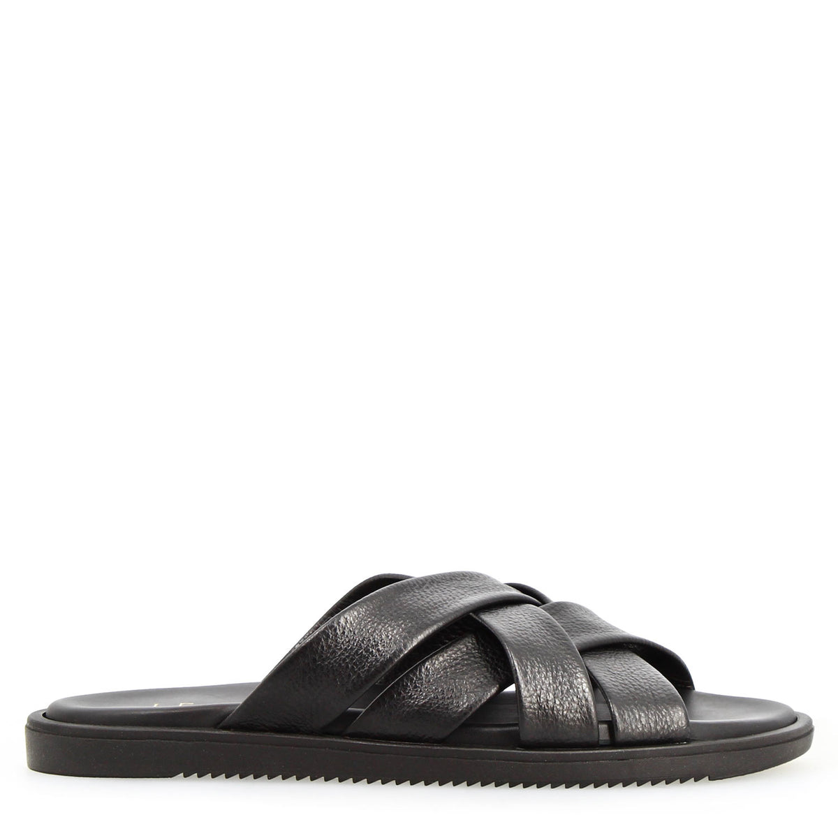 Sandali artigianali Perseo da uomo in pelle nera - LeonardoShoes
