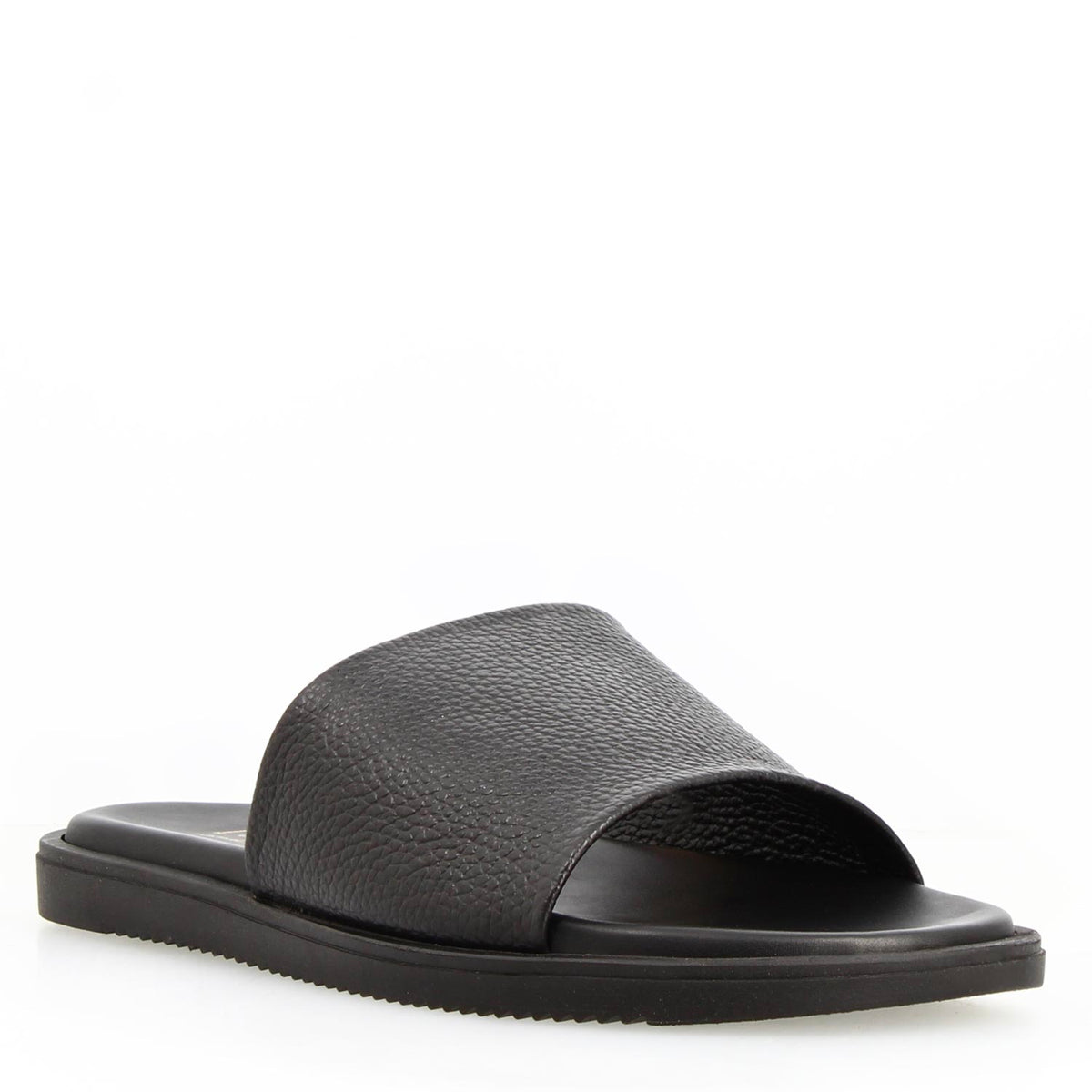 Sandali artigianali Romolo da uomo in pelle nera - LeonardoShoes