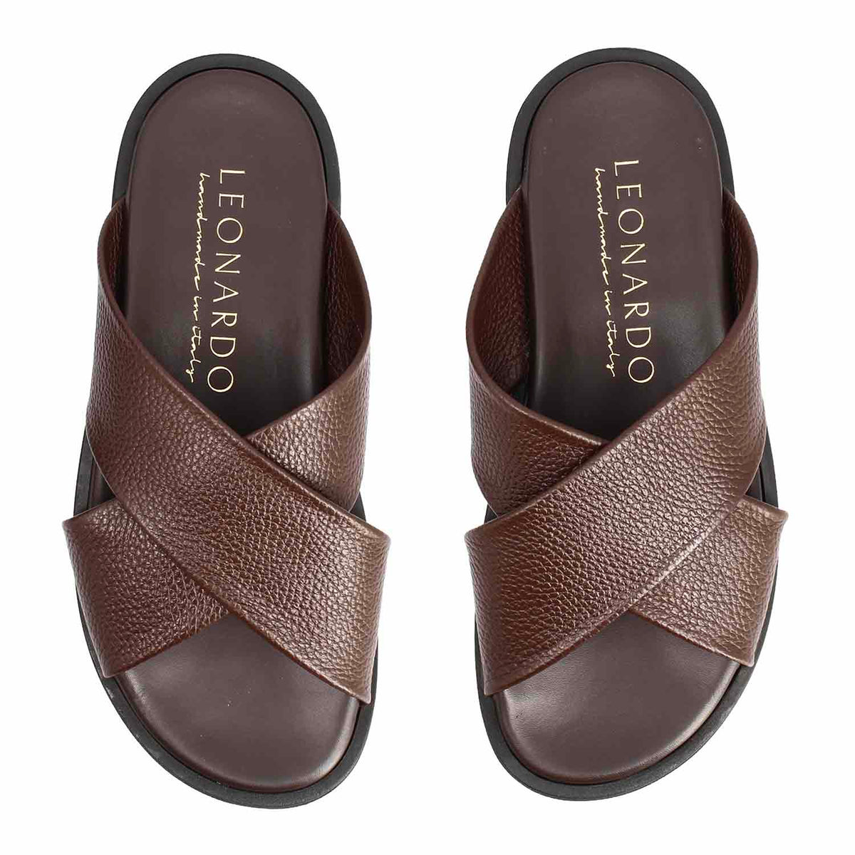 Sandali da uomo Orfeo in pelle marrone scuro - LeonardoShoes