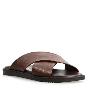 Sandali da uomo Orfeo in pelle marrone scuro - LeonardoShoes