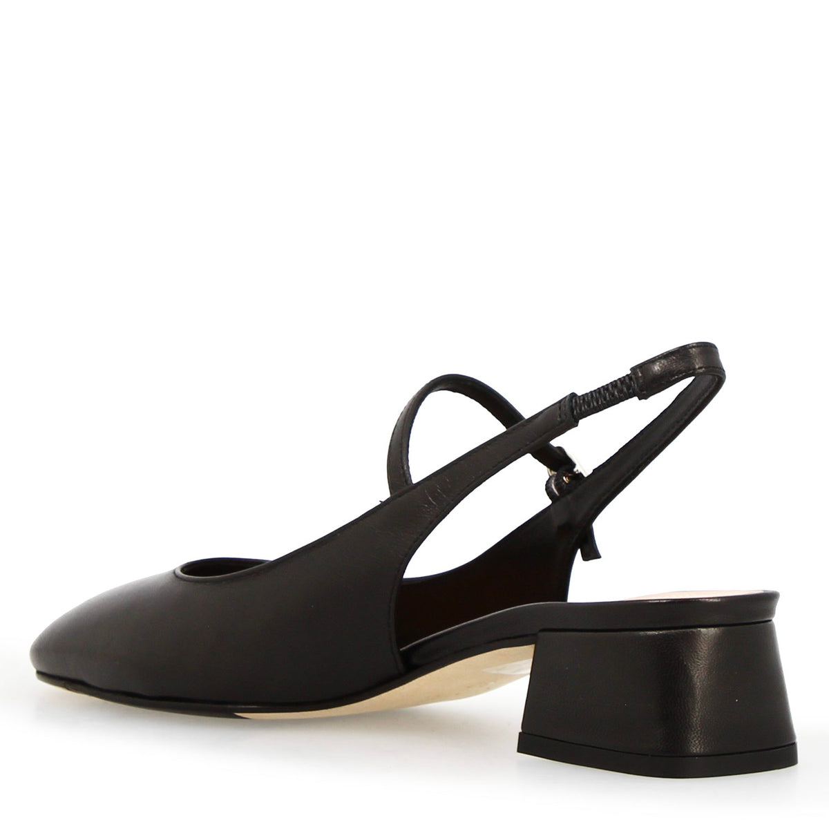 Sandalo da donna Archita tacco medio in pelle nera - LeonardoShoes