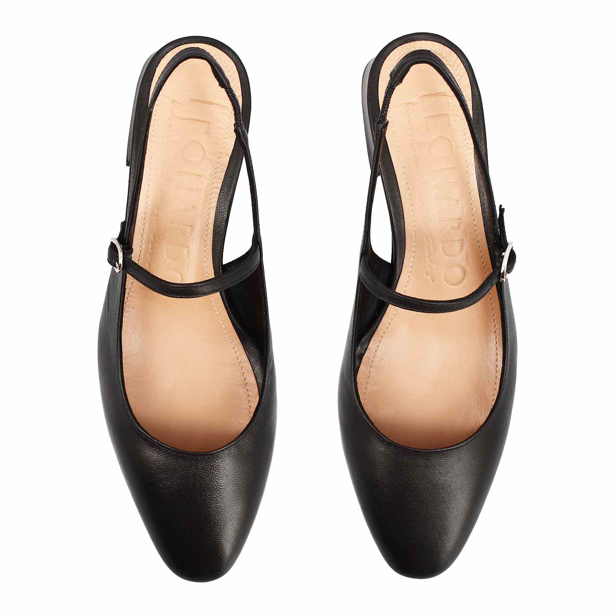 Sandalo da donna Archita tacco medio in pelle nera - LeonardoShoes