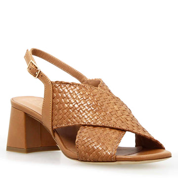 Sandalo da donna Demetra in pelle marrone - LeonardoShoes