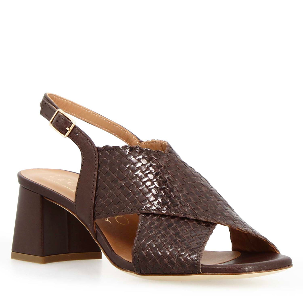 Sandalo da donna Demetra in pelle marrone scuro - LeonardoShoes