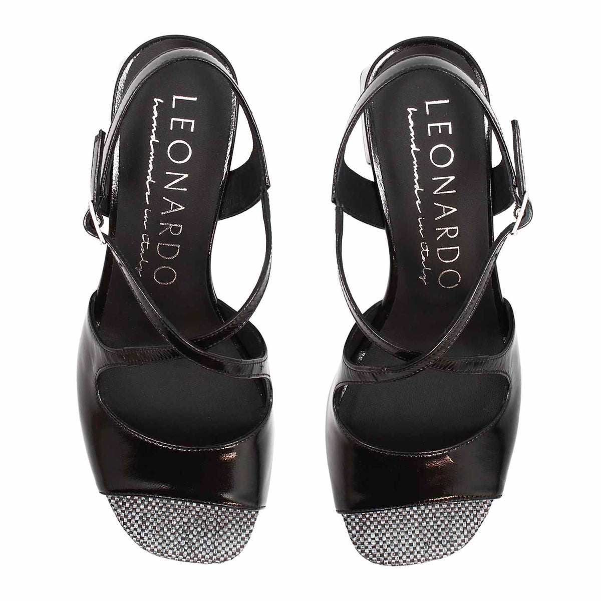Sandalo da donna Fiamma in pelle nera - LeonardoShoes