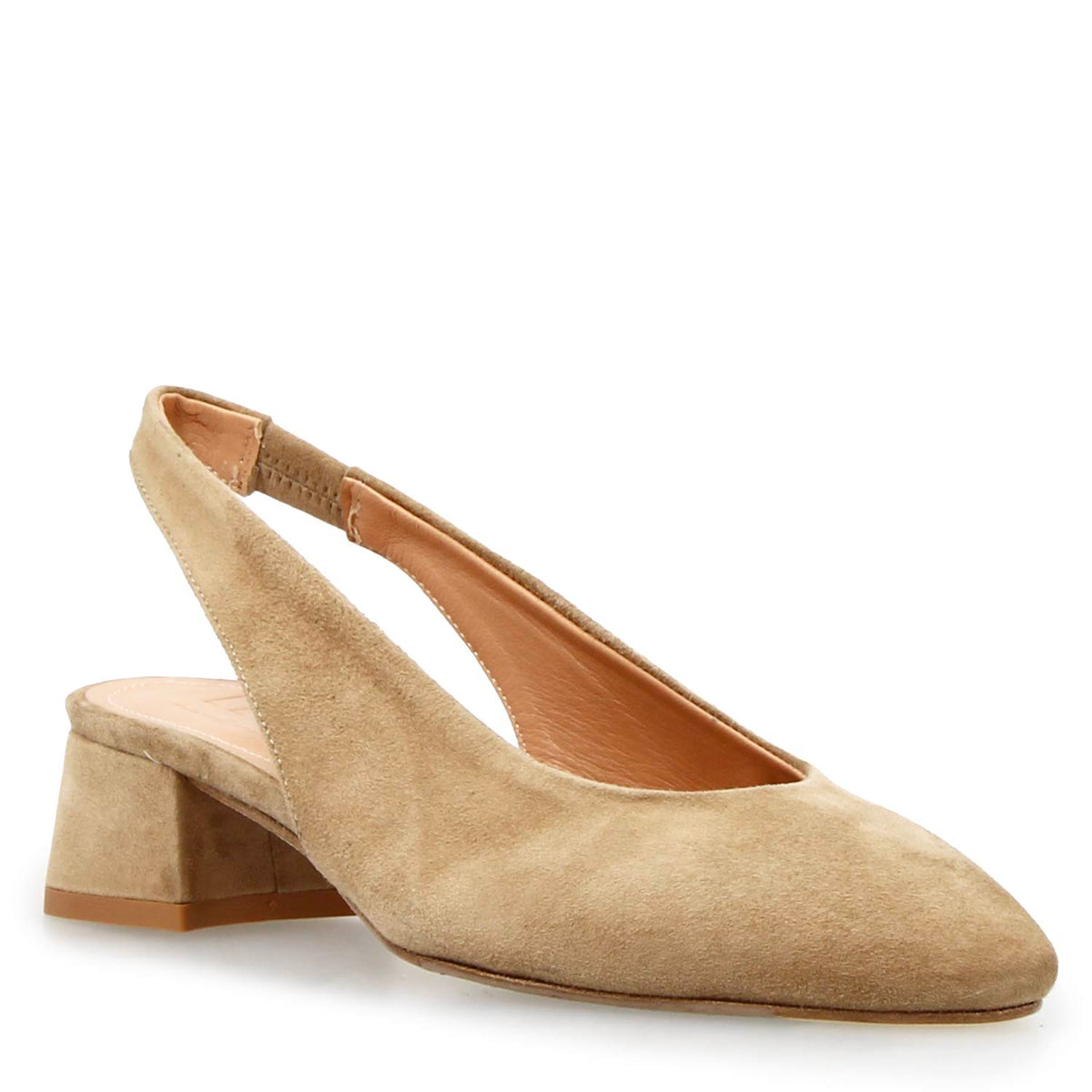 Sandalo da donna Gemma tacco medio in camoscio beige - LeonardoShoes