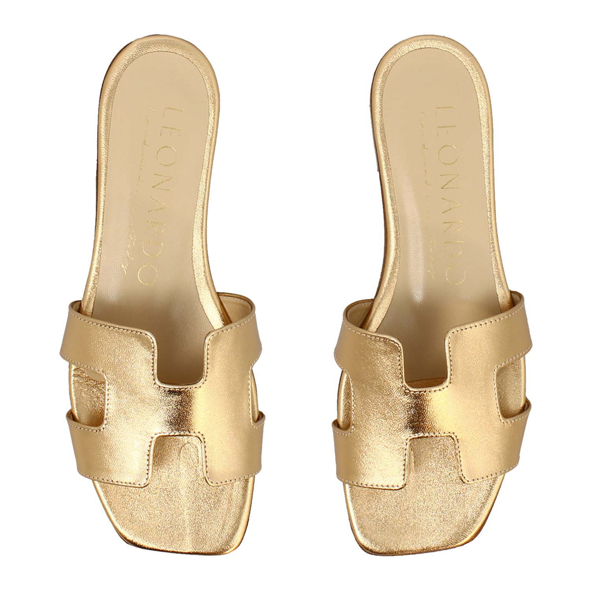 Sandalo da donna Harmony in pelle nappa oro - LeonardoShoes