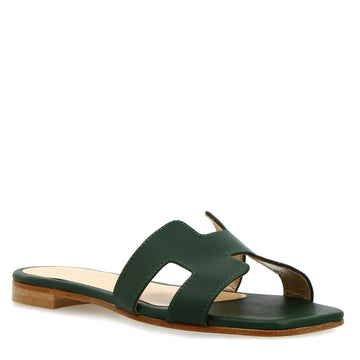 Sandalo da donna Harmony in pelle nappa verde - LeonardoShoes
