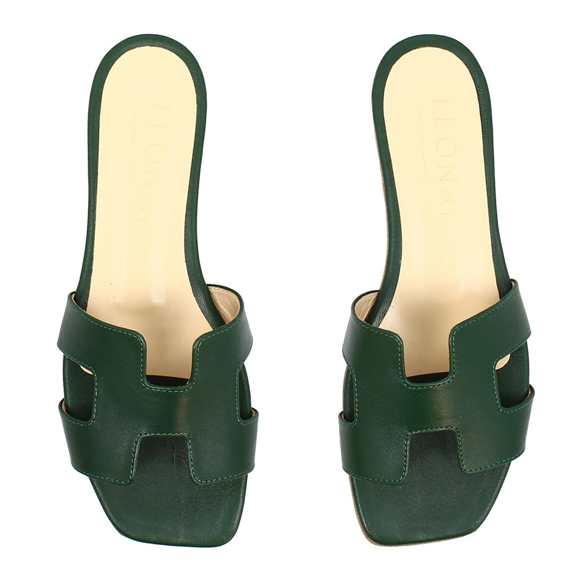 Sandalo da donna Harmony in pelle nappa verde - LeonardoShoes