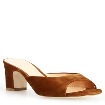 Sandalo Elena mules da donna in camoscio marrone - LeonardoShoes