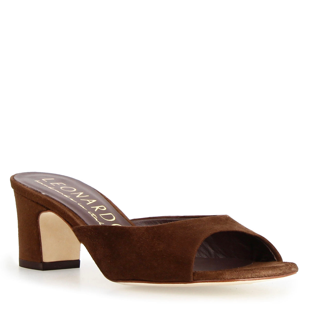 Sandalo mules da donna Elena in camoscio moro - LeonardoShoes