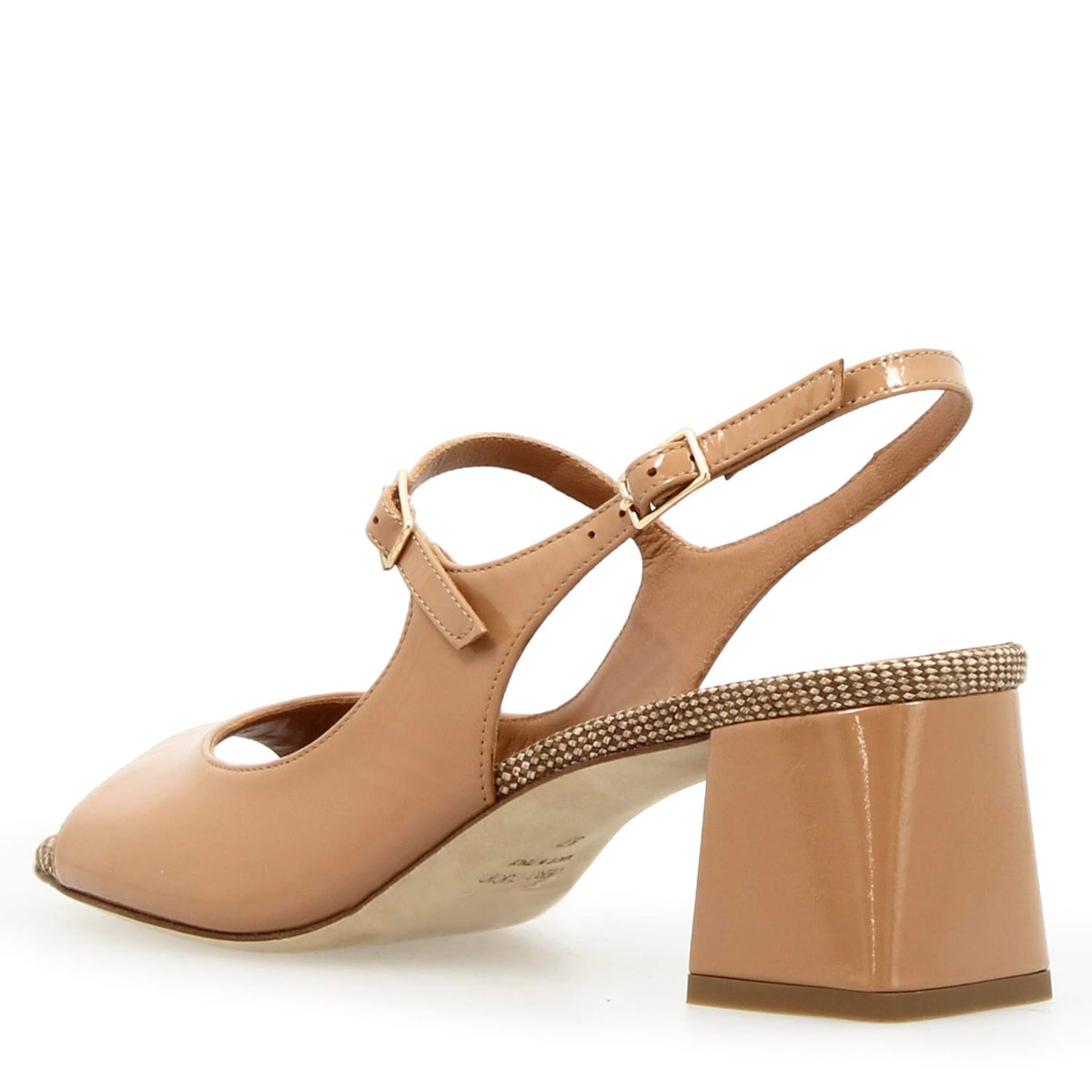 Sandalo slingback da donna Alba in pelle vernice beige