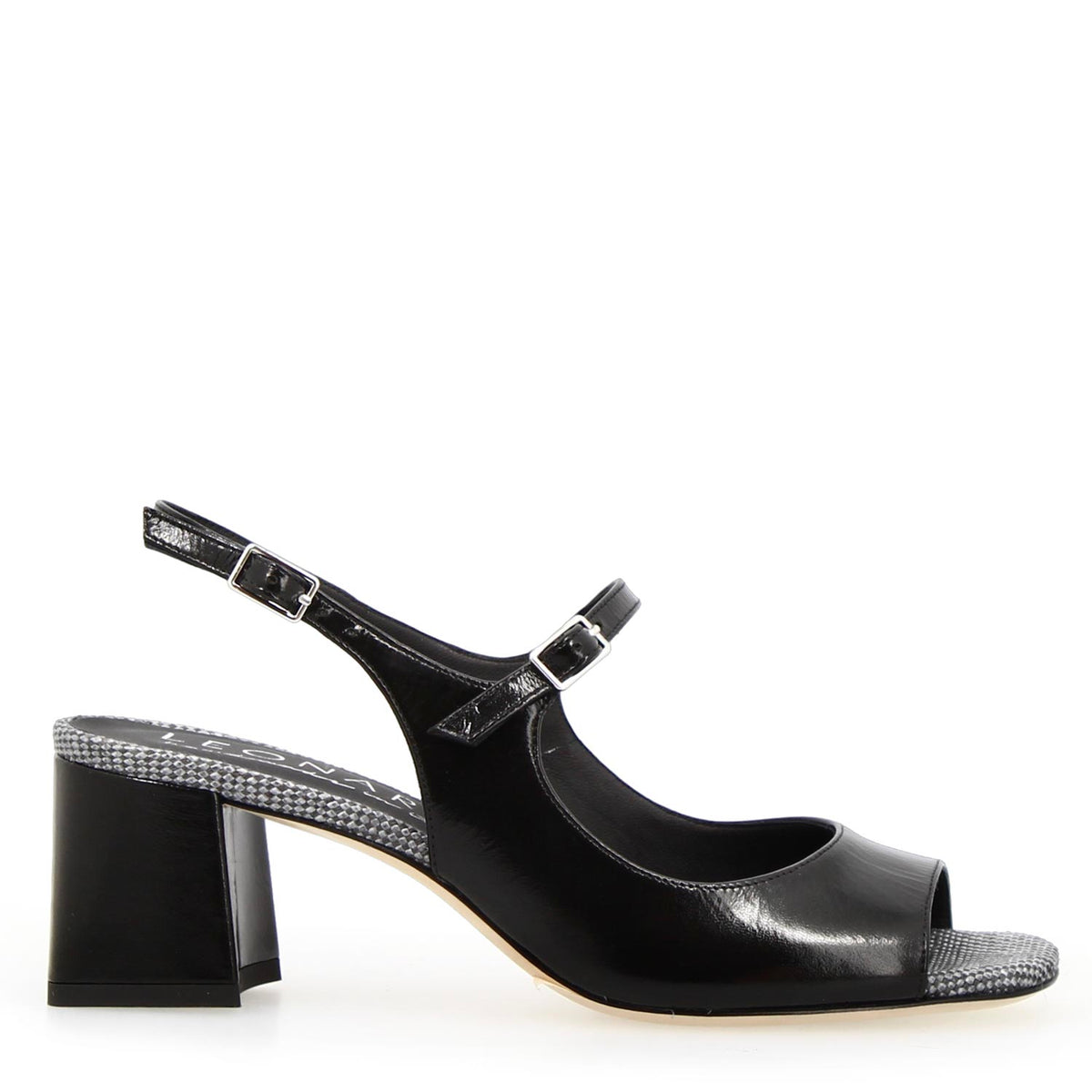Sandalo slingback da donna Alba in pelle vernice nera