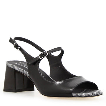 Sandalo slingback da donna Alba in pelle vernice nera