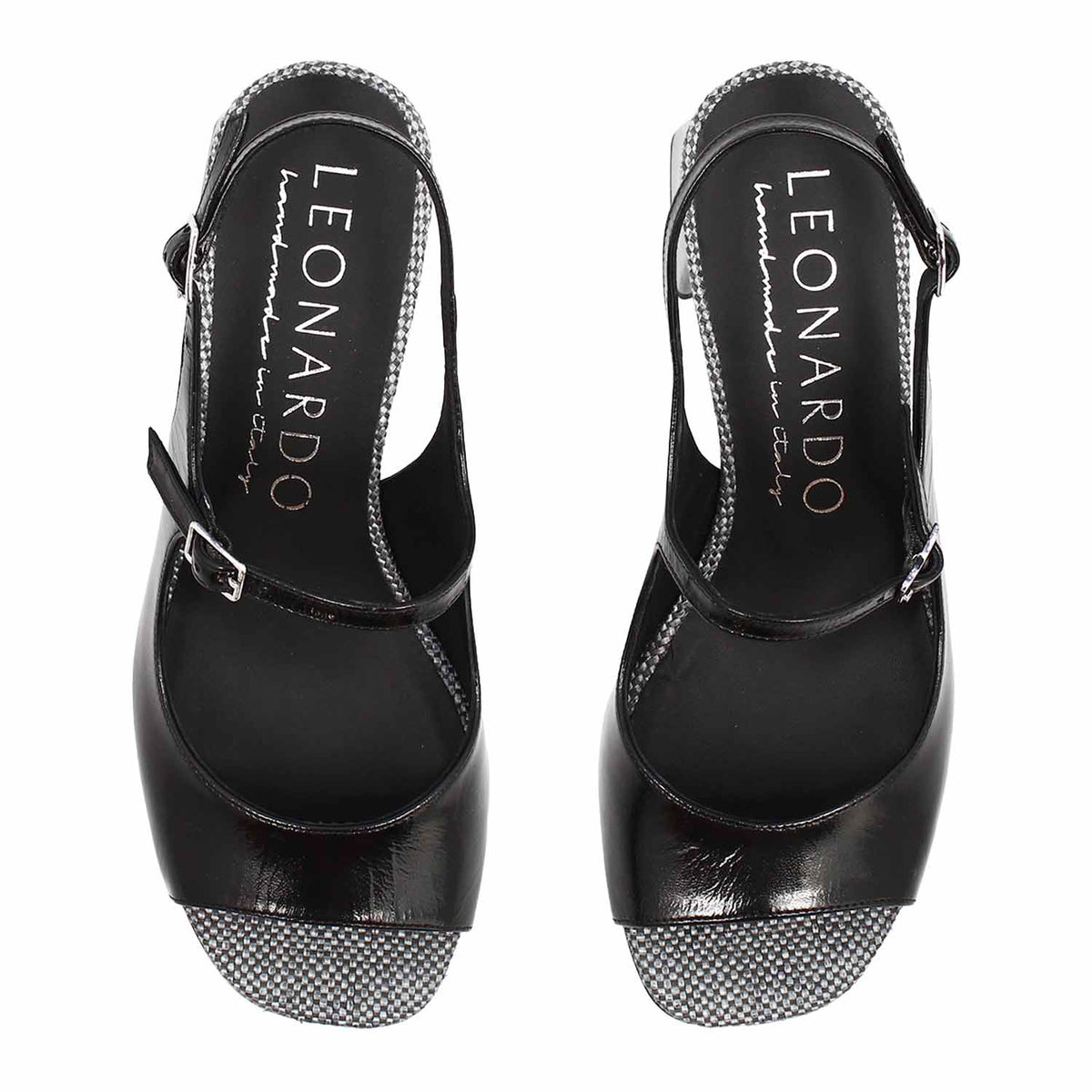Sandalo slingback da donna Alba in pelle vernice nera