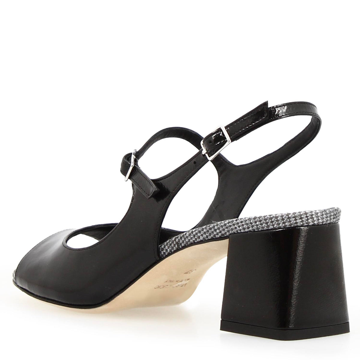 Sandalo slingback da donna Alba in pelle vernice nera
