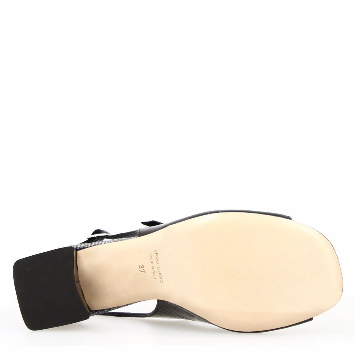 Sandalo slingback da donna Alba in pelle vernice nera - LeonardoShoes