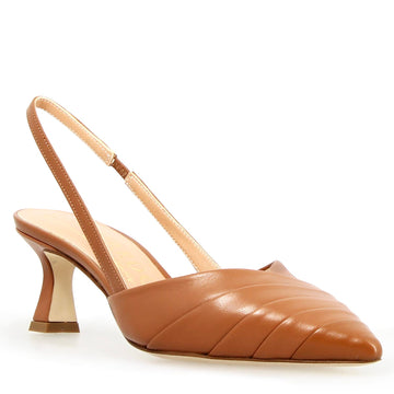 Sandalo slingback da donna Apollina in pelle marrone - LeonardoShoes