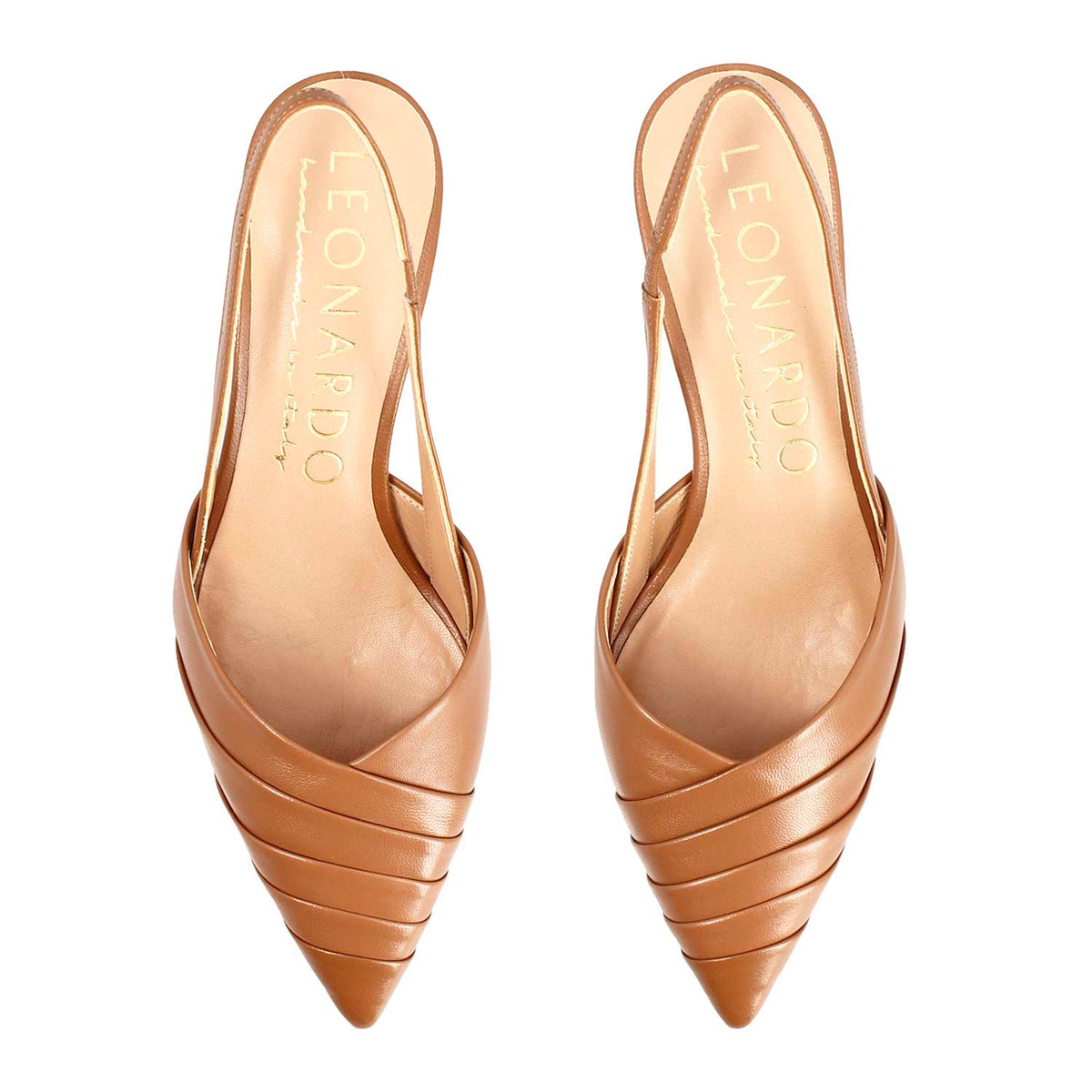 Sandalo slingback da donna Apollina in pelle marrone - LeonardoShoes