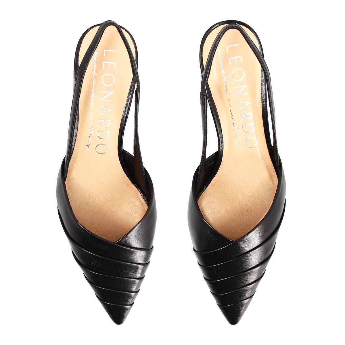 Sandalo slingback da donna in pelle nera Apollina - LeonardoShoes