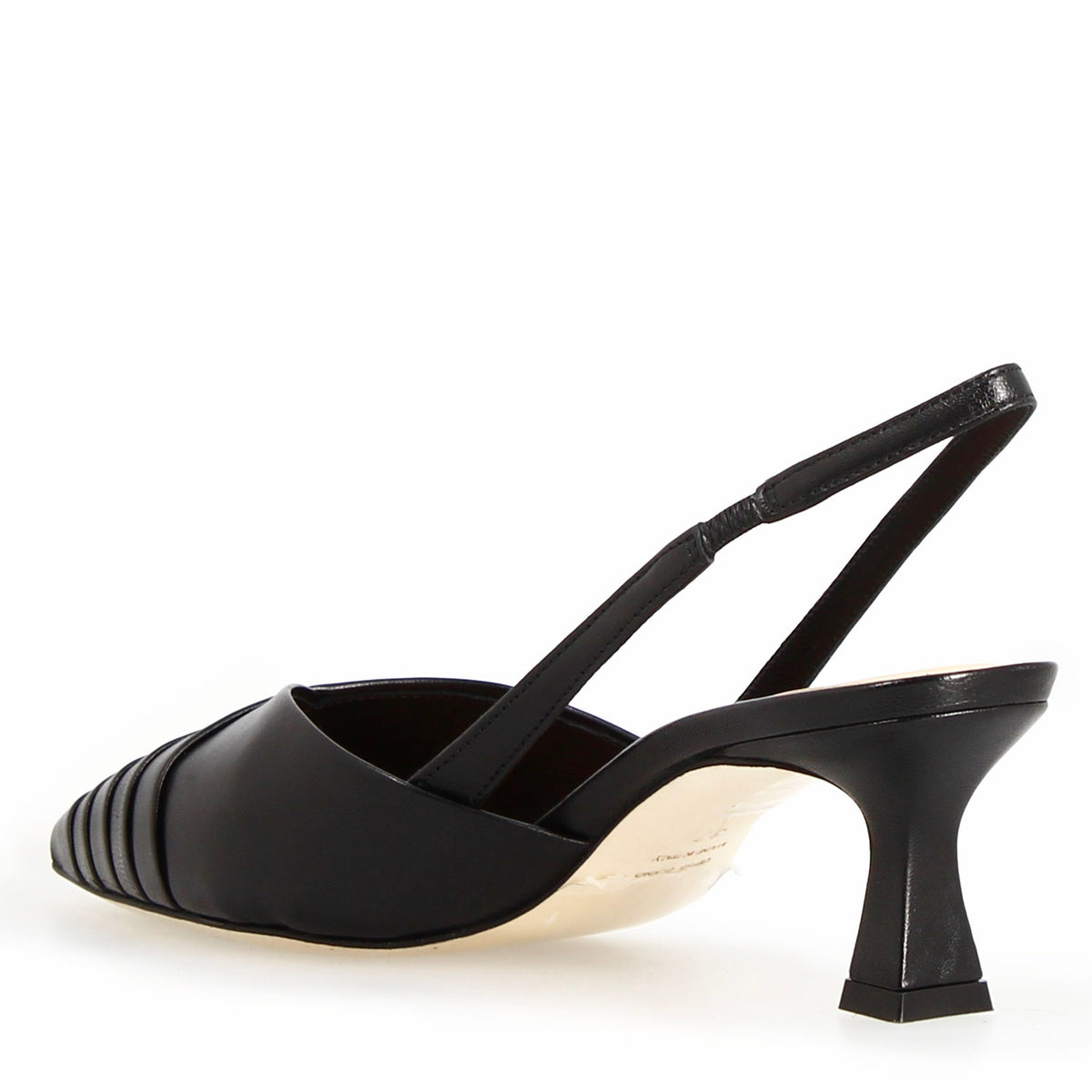 Sandalo slingback da donna in pelle nera Apollina - LeonardoShoes