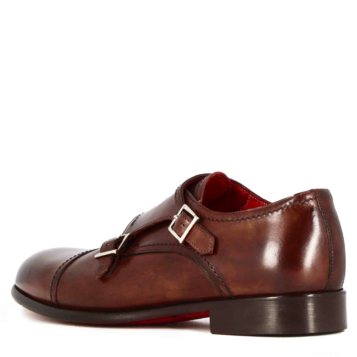 Scarpa con doppia fibbia da uomo colore marrone - LeonardoShoes