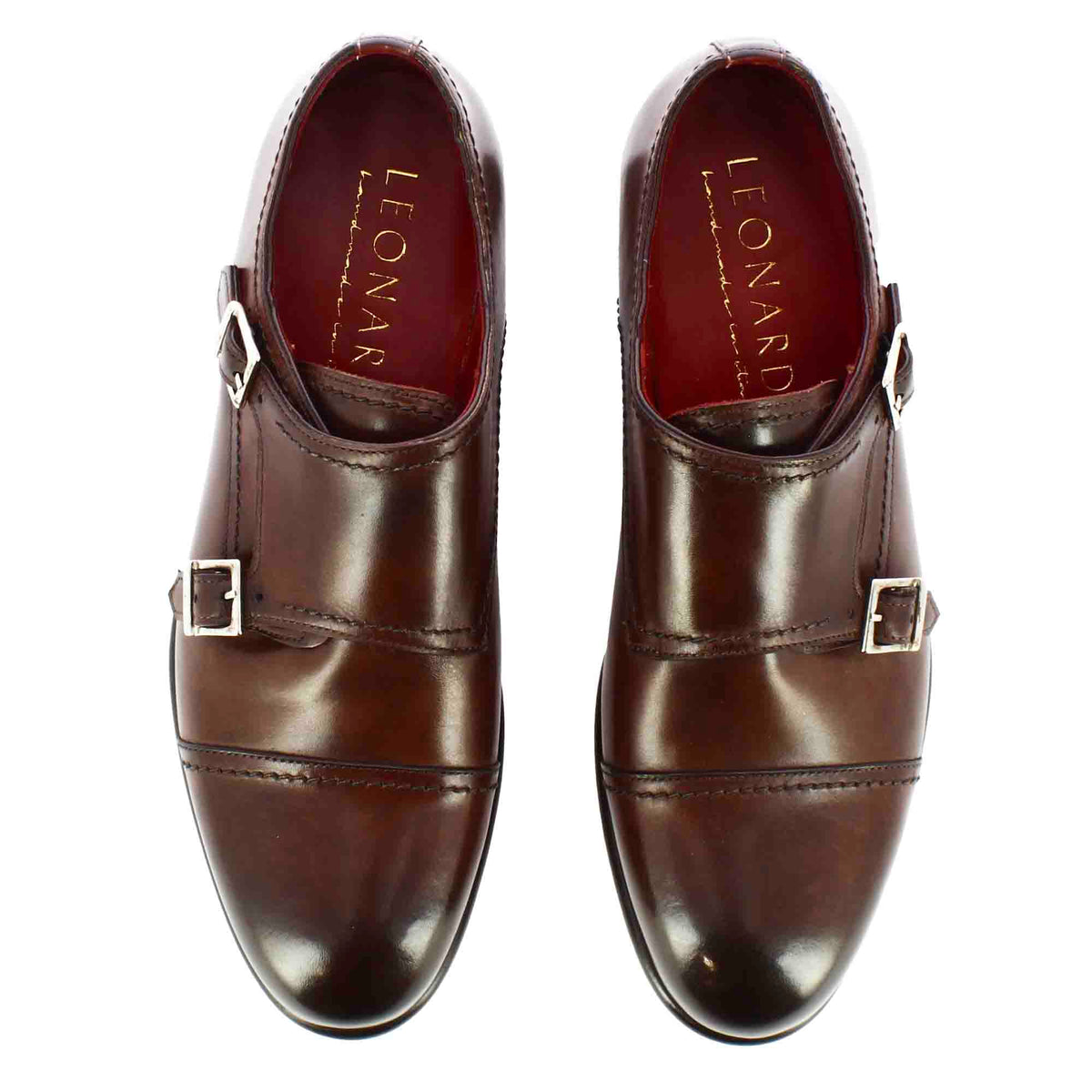 Scarpa con doppia fibbia da uomo colore marrone - LeonardoShoes