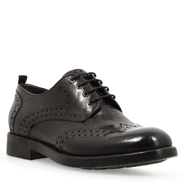 Scarpa Derby brogue moderna colore nero da uomo - LeonardoShoes