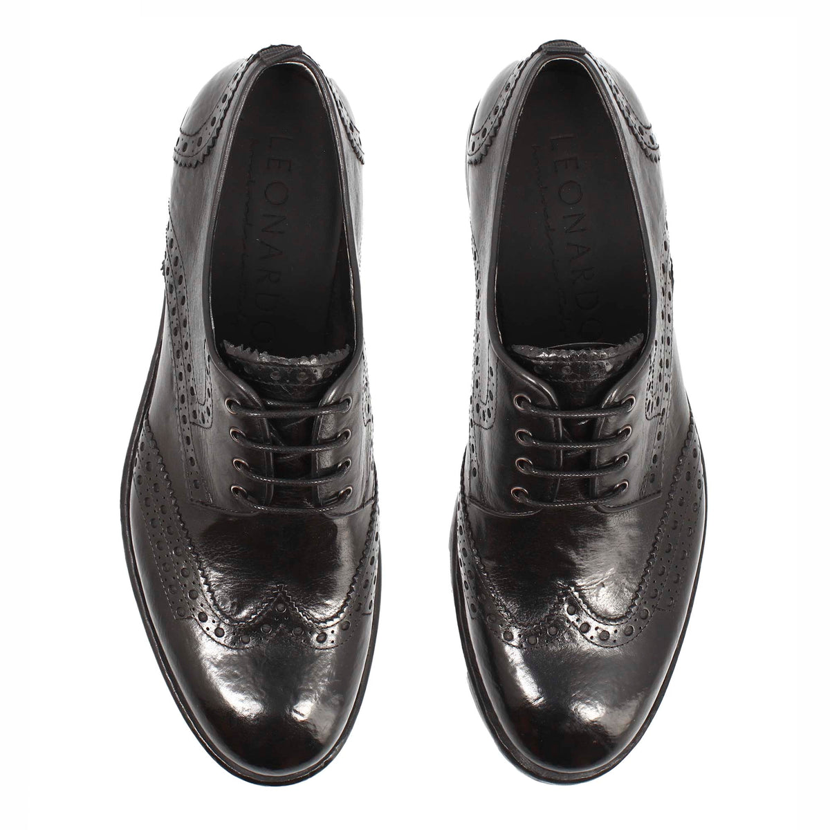 Scarpa Derby brogue moderna colore nero da uomo - LeonardoShoes